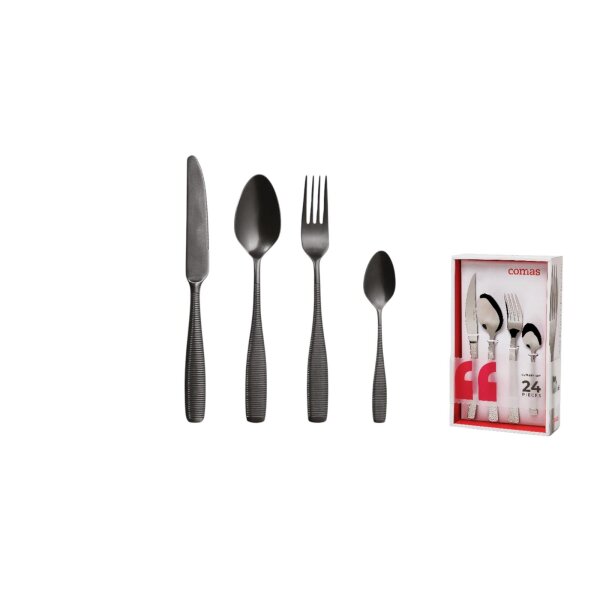 24-tlg. Set Fleur De Lys 18/10 Vintage Black