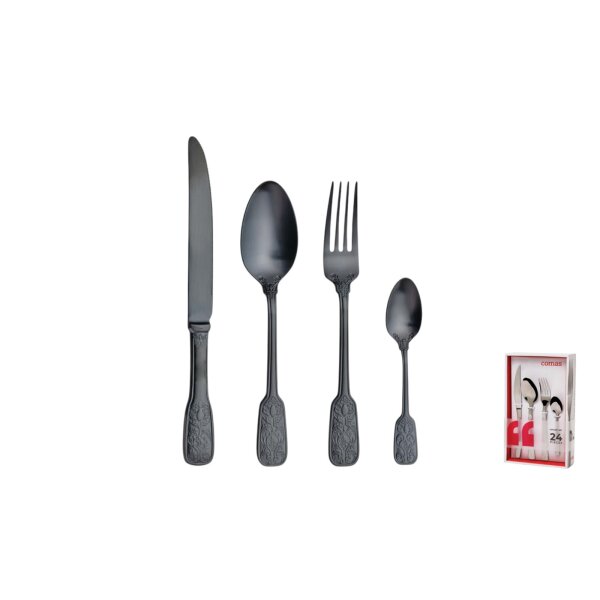 24-tlg. Set Versailles Satin Black 18/10