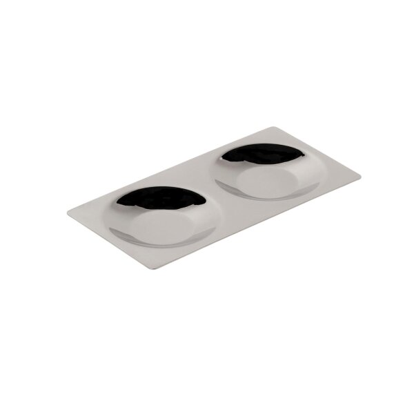 1/4 Portion Rechteckiger Edelstahl Teller Doppelt