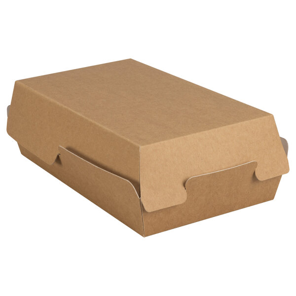 Clambox (halb) 2-teilig 23 x 13,5 x 3,7 cm | FSC 100% Kraftpapier braun / weiß