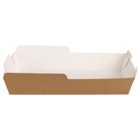 Clambox (halb) 2-teilig 23 x 13,5 x 3,7 cm | FSC 100% Kraftpapier braun / weiß
