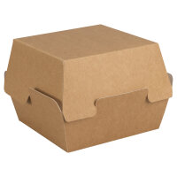 Burgerbox (halb) 2-teilig 13,5 x 13,5 x 5 cm | FSC 100% Kraftpapier braun / weiß