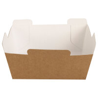 Burgerbox (halb) 2-teilig 13,5 x 13,5 x 5 cm | FSC 100% Kraftpapier braun / weiß