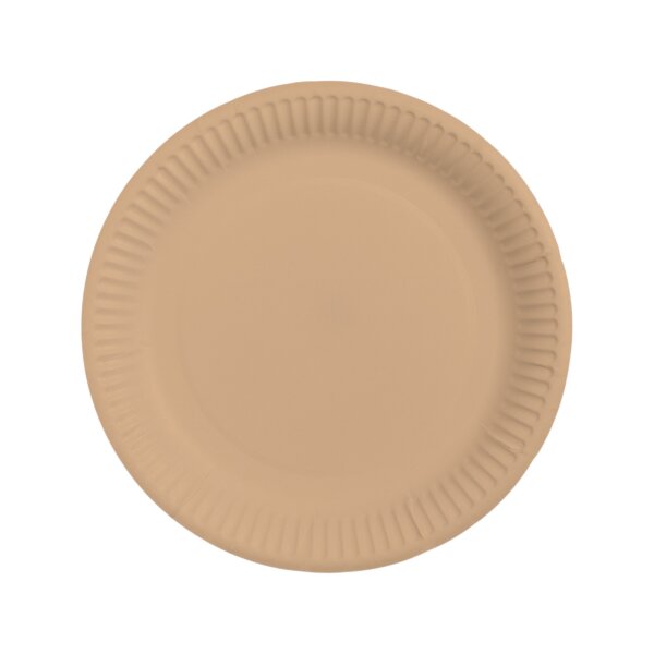 Bio Pappteller rund Ø 23 cm braun | VPE 1000 (20 x 50)