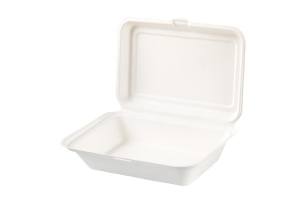 Foodbox ungeteilt weiß 23 x 15 cm Bagasse