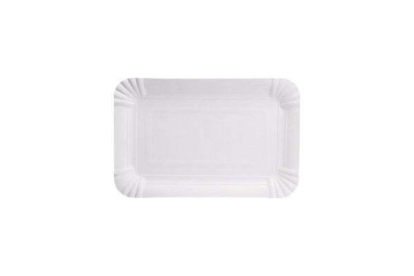 Rechteckiger Pappteller 11 x 17 cm weiß