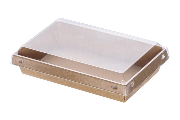 Food Schale Kraft braun mit rPet Deckel Kombi