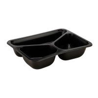 PP Siegelschale/Menüschale 3-geteilt schwarz tief...