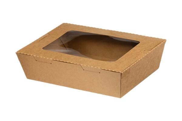 Foodbox rechteckig 500 ml Kraft/PET Sichtfenster