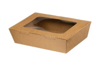 Foodbox rechteckig 500 ml Kraft/PET Sichtfenster