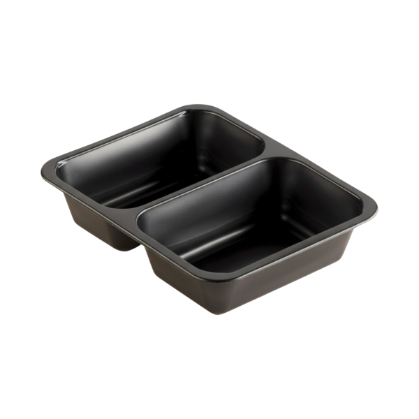 PP Siegelschale/Menüschale 2-geteilt schwarz tief 227 x 178 x 50 mm