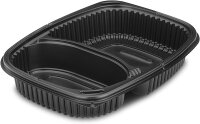 PP Menüschale 1250 ml schwarz 2-geteilt | VPE 320 (8...