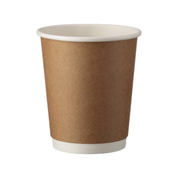 Kaffeebecher 8oz doppelwandig natur/weißer Rand | VPE 500 (20 x 25)