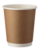 Kaffeebecher 8oz doppelwandig natur/weißer Rand