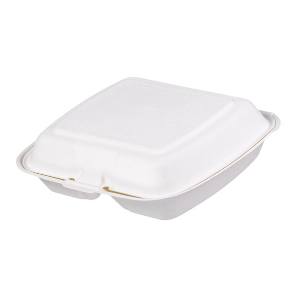 Bagasse box 2-geteilt 23 x 20 cm | VPE 200 (2 x 100)