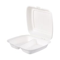 Bagasse box 2-geteilt 23 x 20 cm | VPE 200 (2 x 100)