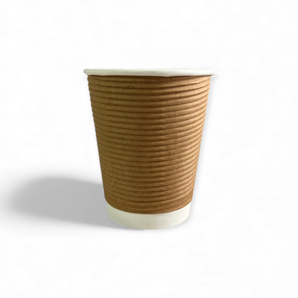 Kaffeebecher 8oz doppelwandig braun geriffelt