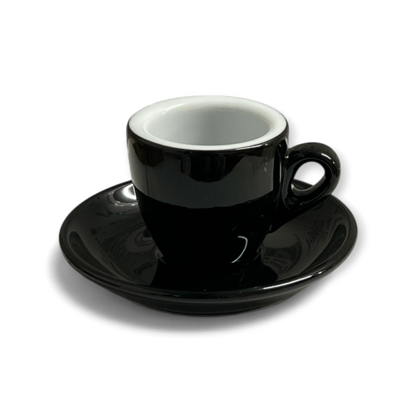 Espresso Tasse mit Untersetzer Schwarz