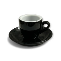 Espresso Tasse mit Untersetzer Schwarz