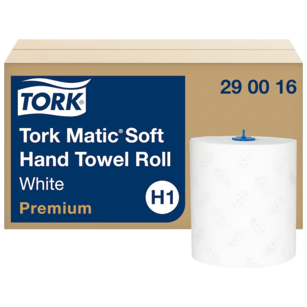Tork Matic® Soft Papierhandtücher weiß mit blauem Blätterdesign H1 2-lagig