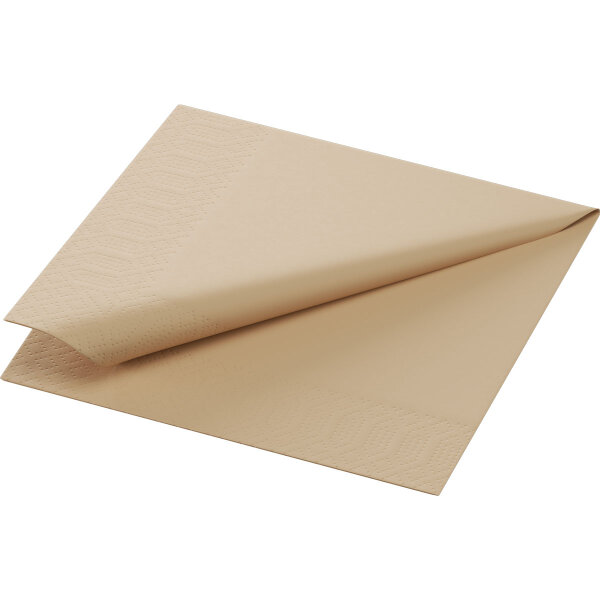 Zelltuchservietten 24 x 24 cm, 2-lagig, 1/4-Falz, Uni natural brown - unbleached (VPE 2400 St.)