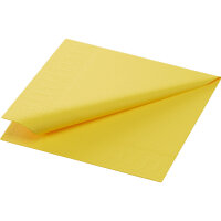 Zelltuchservietten 24 x 24 cm, 3-lagig, 1/4-Falz, Uni gelb (VPE 2000 St.)