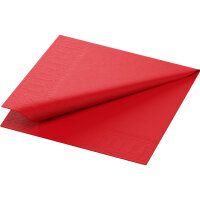 Zelltuchservietten 24 x 24 cm, 3-lagig, 1/4-Falz, Uni rot (VPE 2000 St.)