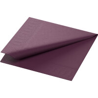 Zelltuchservietten 24 x 24 cm, 3-lagig, 1/4-Falz, Uni plum (VPE 2000 St.)