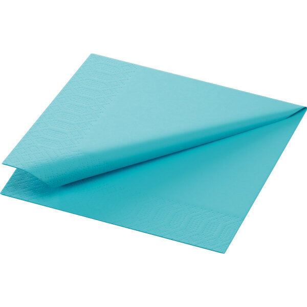 Zelltuchservietten 24 x 24 cm, 3-lagig, 1/4-Falz, Uni mint blue (VPE 2000 St.)