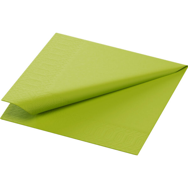 Zelltuchservietten 24 x 24 cm, 3-lagig, 1/4-Falz, Uni kiwi (VPE 2000 St.)