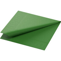 Zelltuchservietten 24 x 24 cm, 3-lagig, 1/4-Falz, Uni leaf green (VPE 2000 St.)