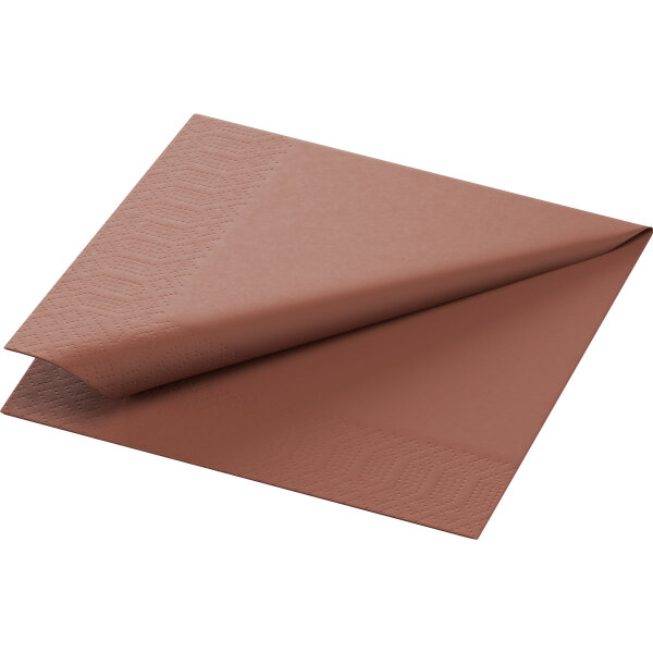 Zelltuchservietten 24 x 24 cm, 3-lagig, 1/4-Falz, Uni chestnut (VPE 2000 St.)