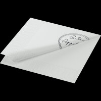 Zelltuchservietten 33 x 33 cm, 2-lagig, 1/8-Kopffalz, Motive Appetit weiß (VPE 1200 St.)
