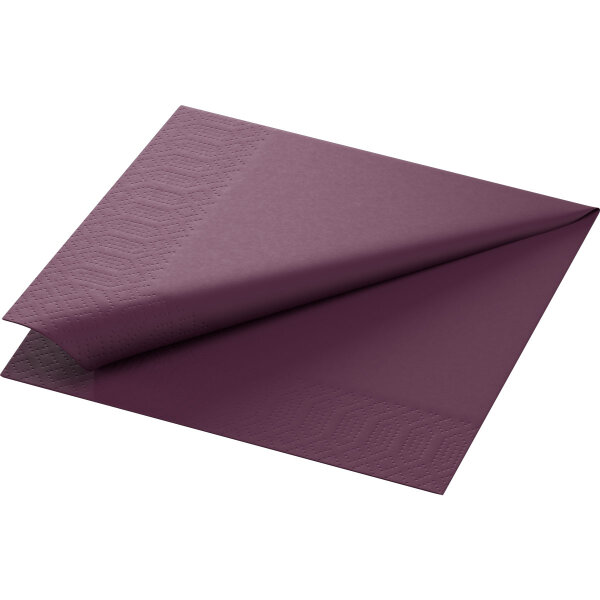 Zelltuchservietten 33 x 33 cm, 3-lagig, 1/4-Falz, Uni plum (VPE 1000 St.)
