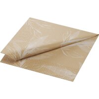 Zelltuchservietten 33 x 33 cm, 3-lagig, 1/4-Falz, Motive, Kleinpack Eco Leaves - unbleached (VPE 500 St.)
