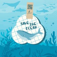 Zelltuchservietten 33 x 33 cm, 3-lagig, 1/4-Falz, Motive, Kleinpack Save the Ocean (VPE 500 St.)