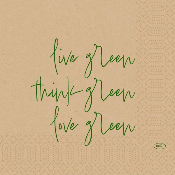 Zelltuchservietten 33 x 33 cm, 3-lagig, 1/4-Falz, Motive, Kleinpack Love Green - unbleached (VPE 500 St.)