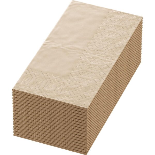 Zelltuchservietten 33 x 33 cm, 3-lagig, 1/8-Buchfalz, Uni natural brown - unbleached (VPE 1250 St.)