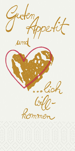 Zelltuchservietten 40 x 40 cm, 2-lagig, 1/8-Kopffalz, Motive Herzlich Willkommen (VPE 1200 St.)