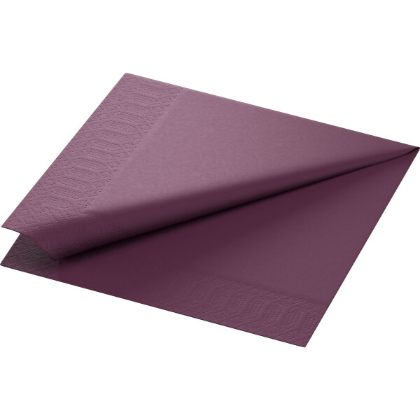Zelltuchservietten 40 x 40 cm, 3-lagig, 1/4-Falz, Uni plum (VPE 1000 St.)