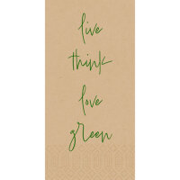 Zelltuchservietten 40 x 40 cm, 3-lagig, 1/8-Kopffalz, Motive Love Green - unbleached (VPE 1000 St.)