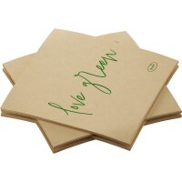 Bio-Dunisoft-Servietten 20 x 20 cm, 1/4-Falz, Motive Love Green - unbleached (VPE 2880 St.)