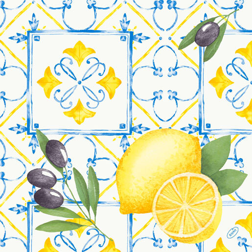 Dunisoft-Servietten 40 x 40 cm, 1/4-Falz, Motive Mediterrian (VPE 720 St.)