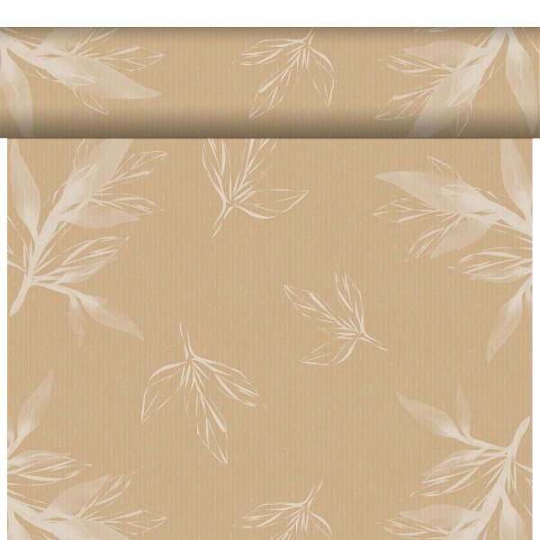 Tête à Tête Tischläufer Bio-Dunicel 24 m x 40 cm (20 Abschnitte), Motive Eco Leaves - unbleached (VPE 4 St.)