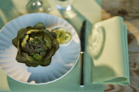 Mitteldecken Bio-Dunicel 84 x 84 cm, Uni pistachio green | VPE 100 St. (5 x 20)