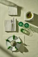 Mitteldecken Bio-Dunicel 84 x 84 cm, Uni pistachio green | VPE 100 St. (5 x 20)