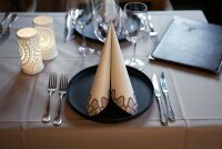 Tischdecken Evolin 127 x 127 cm, Uni greige (VPE 50 St.)