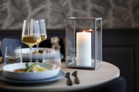 Kerzenhalter für Stumpenkerzen Noble 220 x 140 mm, silber, Glas  (VPE 2 St.)