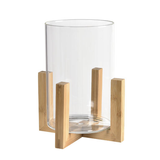 Kerzenhalter für Stumpenkerzen Esme 150 x 150 x 220 mm, Holz, Glas (VPE 4 St.)
