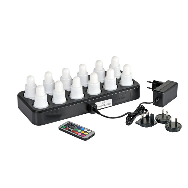 LED Sets, wiederaufladbar 12er 70 x Ø 40 mm, warm white & multicolour (VPE 1 St.)